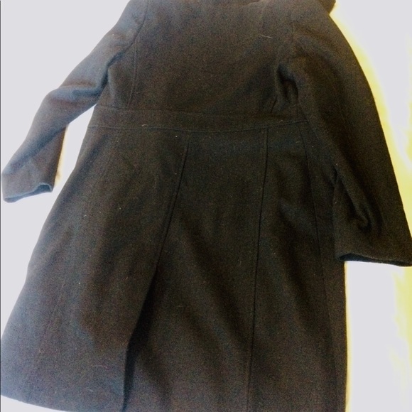Black Recycled Wool Trench Coat Size Medium - Picture 15 of 16